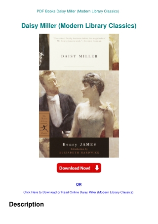 PDF Books Daisy Miller (Modern Library Classics)