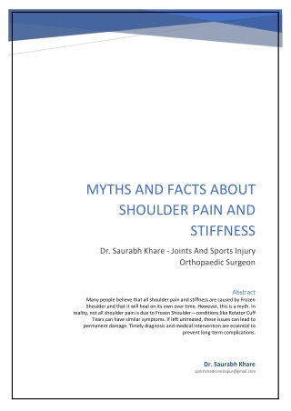 Myths and Facts About Shoulder Pain and Stiffness