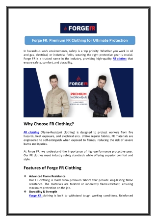 Stay Protected with Durable FR Clothing Options - Forge FR