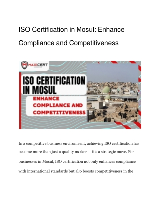 ISO Certification in Mosul_ Enhance Compliance and Competitiveness