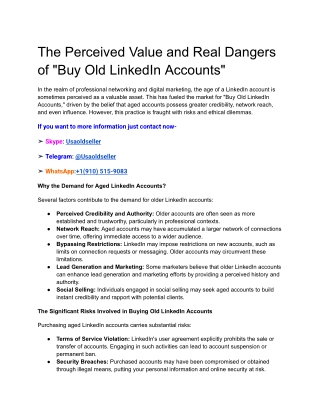 The Perceived Value and Real Dangers of _Buy Old LinkedIn Accounts_