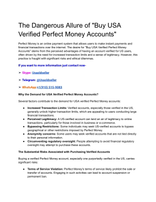 The Dangerous Allure of _Buy USA Verified Perfect Money Accounts_