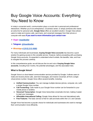 Buy Google Voice Accounts_ Everything You Need to Know