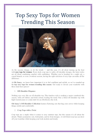 Top Sexy Tops for Women Trending This Season