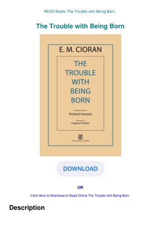 READ Books The Trouble with Being Born