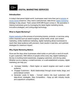 DIGITAL MARKETING SERVICES