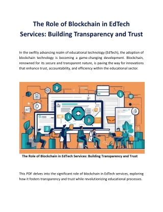 The Role of Blockchain in EdTech Services: Building Transparency and Trust