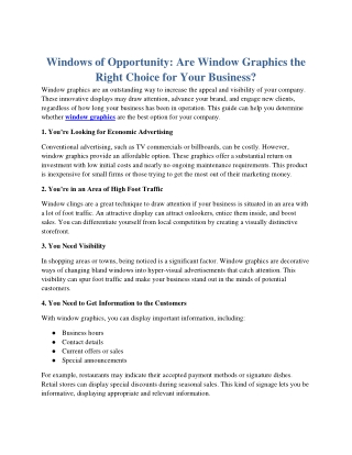 Windows of Opportunity: Are Window Graphics the Right Choice for Your Business?