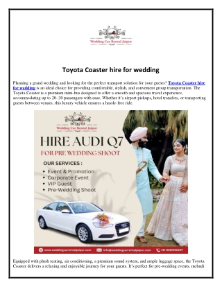 Toyota Coaster hire for wedding