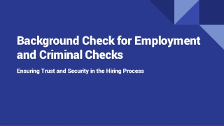Background Check for Employment and Criminal Checks