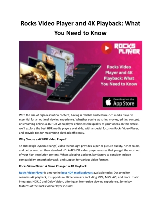 Rocks Video Player and 4K Playback What You Need to Know