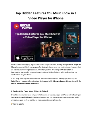 Top Hidden Features You Must Know in a Video Player for iPhone