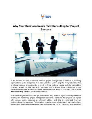 Why Your Business Needs PMO Consulting for Project Success