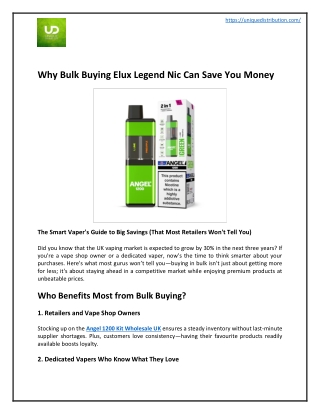 Why Bulk Buying Elux Legend Nic Can Save You Money