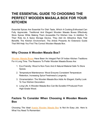 THE ESSENTIAL GUIDE TO CHOOSING THE PERFECT WOODEN MASALA BOX FOR YOUR KITCHEN