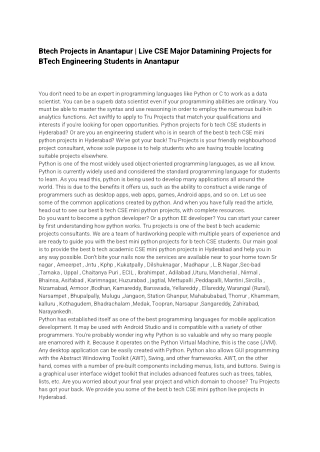 Btech Projects in Anantapur | Live CSE Major Datamining Projects