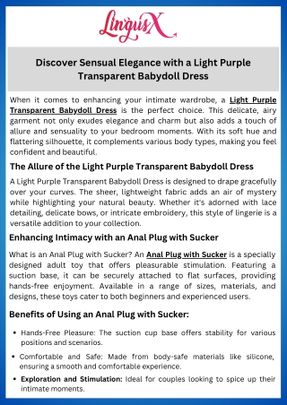 Discover Sensual Elegance with a Light Purple Transparent Babydoll Dress