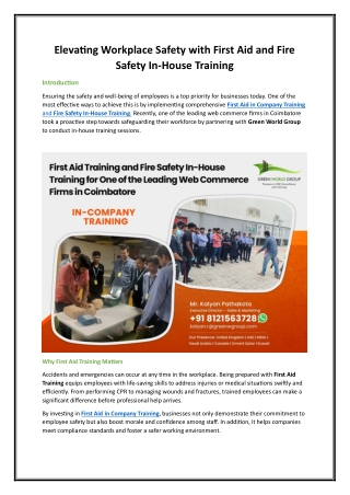 Elevating Workplace Safety with First Aid and Fire Safety In pdf