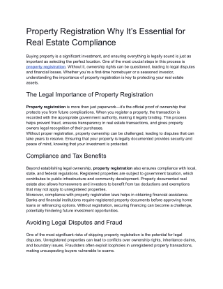 Property Registration Why It’s Essential for Real Estate Compliance