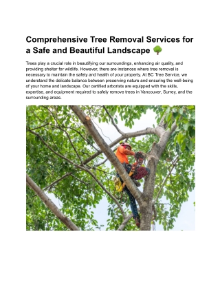 Comprehensive Tree Removal Services for a Safe