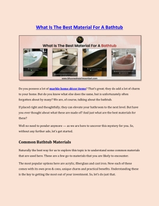 What Is The Best Material For A Bathtub
