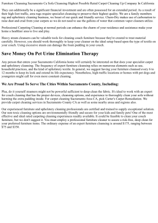 Carpet & Upholstery Cleansing In Sacramento & Elk Grove, Ca