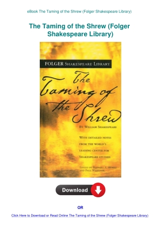 eBook The Taming of the Shrew (Folger Shakespeare Library)
