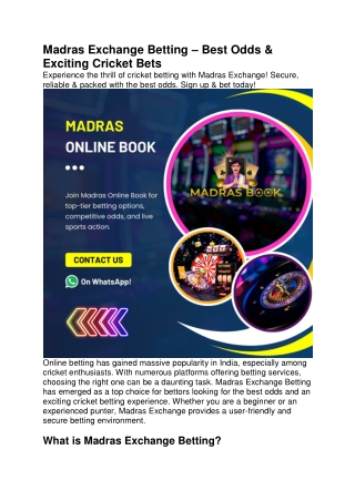 Madras Exchange Betting – Best Odds & Exciting Cricket Bets