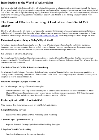 The Power of Effective Advertising: A Look at San Jose's Social Cali Agency