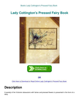 Books Lady Cottington's Pressed Fairy Book
