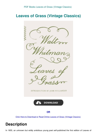 PDF Books Leaves of Grass (Vintage Classics)