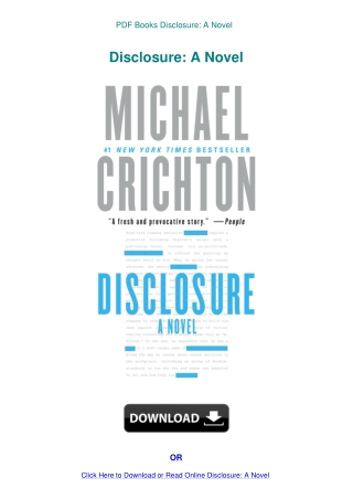 PDF Books Disclosure A Novel