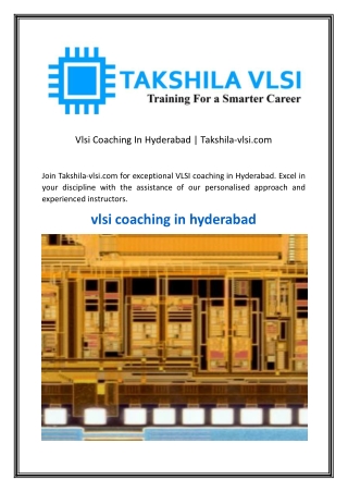 Vlsi Coaching In Hyderabad  Takshila-vlsi.com