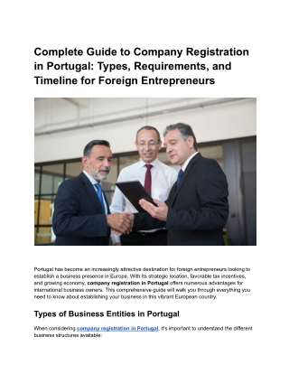 Complete Guide to Company Registration in Portugal_ Types, Requirements, and Timeline for Foreign Entrepreneurs