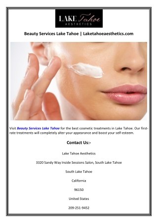 Beauty Services Lake Tahoe  Laketahoeaesthetics.com