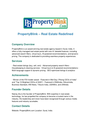 PropertyBlink Company Profile