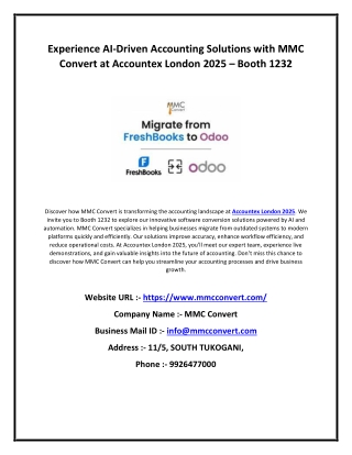 Experience AI-Driven Accounting Solutions with MMC Convert at Accountex London 2025 – Booth 1232