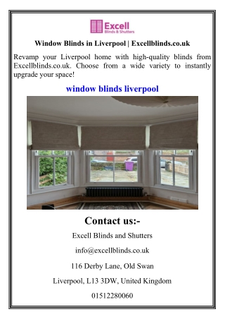 Window Blinds in Liverpool  Excellblinds.co.uk