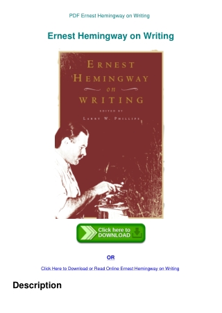 PDF Ernest Hemingway on Writing
