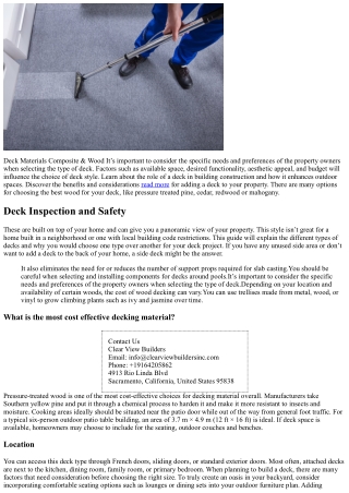 The Main Types Of Decking Material To Consider