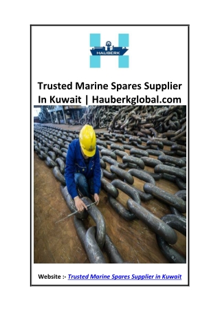 Trusted Marine Spares Supplier In Kuwait  Hauberkglobal.com