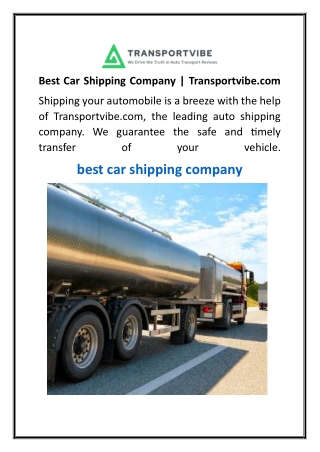 Best Car Shipping Company  Transportvibe.com