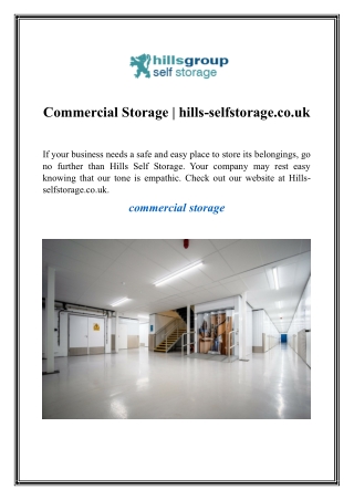 Commercial Storage  hills-selfstorage.co.uk