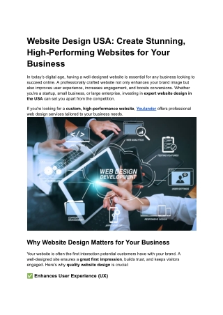 Website Design USA: Create Stunning, High-Performing Websites for Your Business