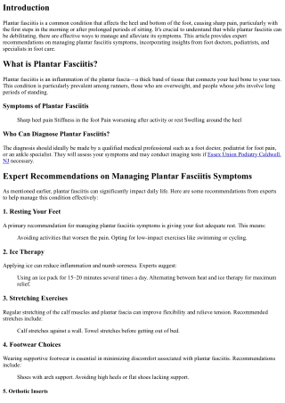 Expert Recommendations on Managing Plantar Fasciitis Symptoms