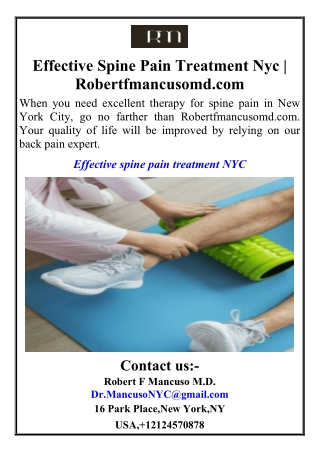Effective Spine Pain Treatment Nyc Robertfmancusomd.com