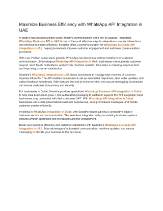Maximize Business Efficiency with WhatsApp API Integration in UAE