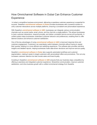 How Omnichannel Software in Dubai Can Enhance Customer Experience