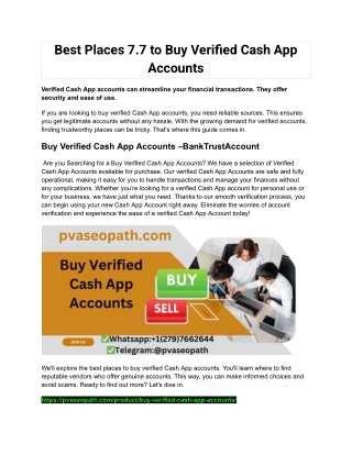 Best Places 7.7 to Buy Verified Cash App Accounts