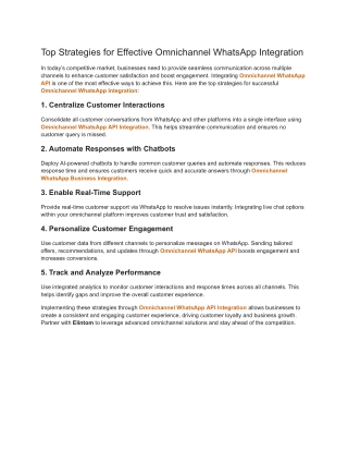 Top Strategies for Effective Omnichannel WhatsApp Integration